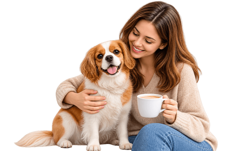 Pet parent enjoying time with their dog