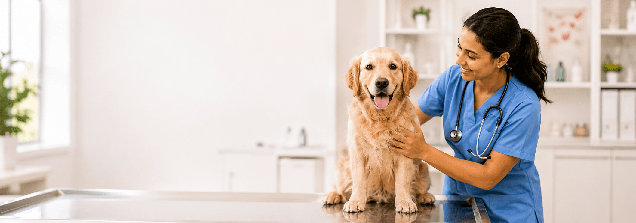 Vet checking a puppy before vaccination